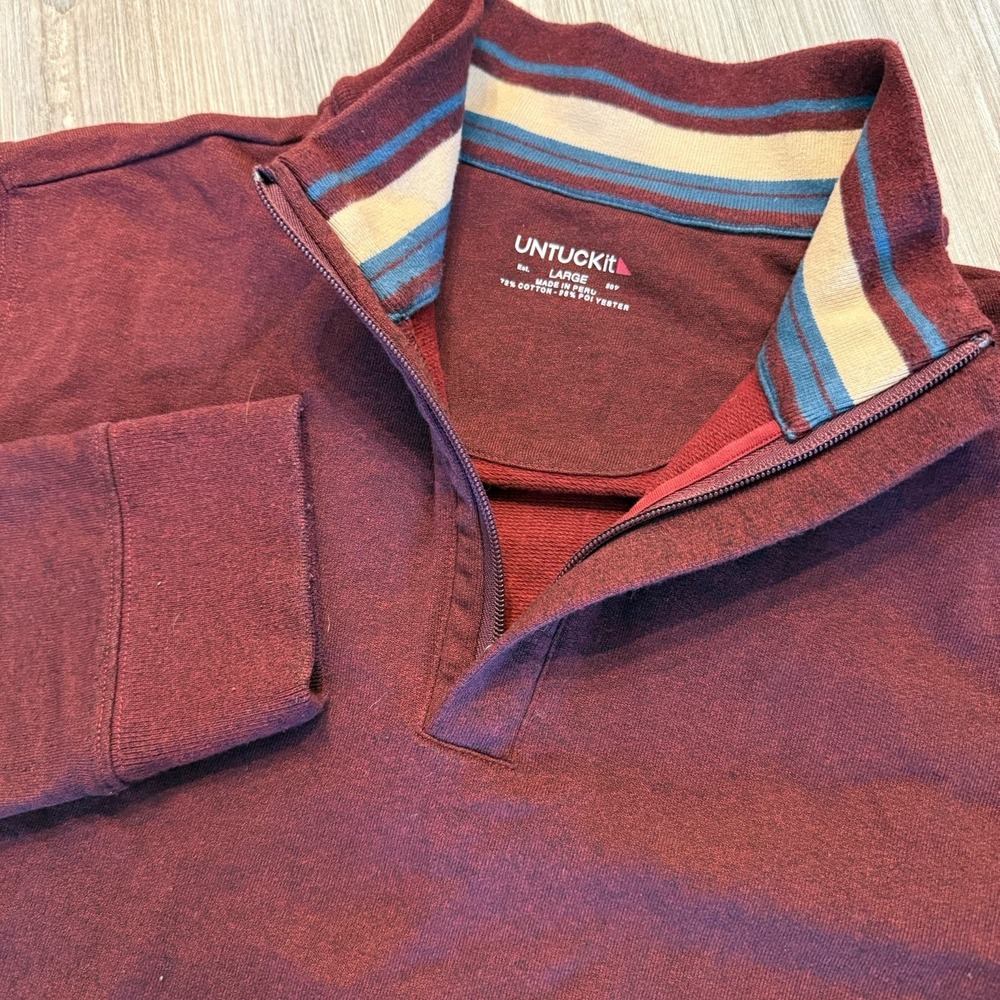 UNTUCKit Men's Large Corral 1/4 Zip Maroon‎ Pullover